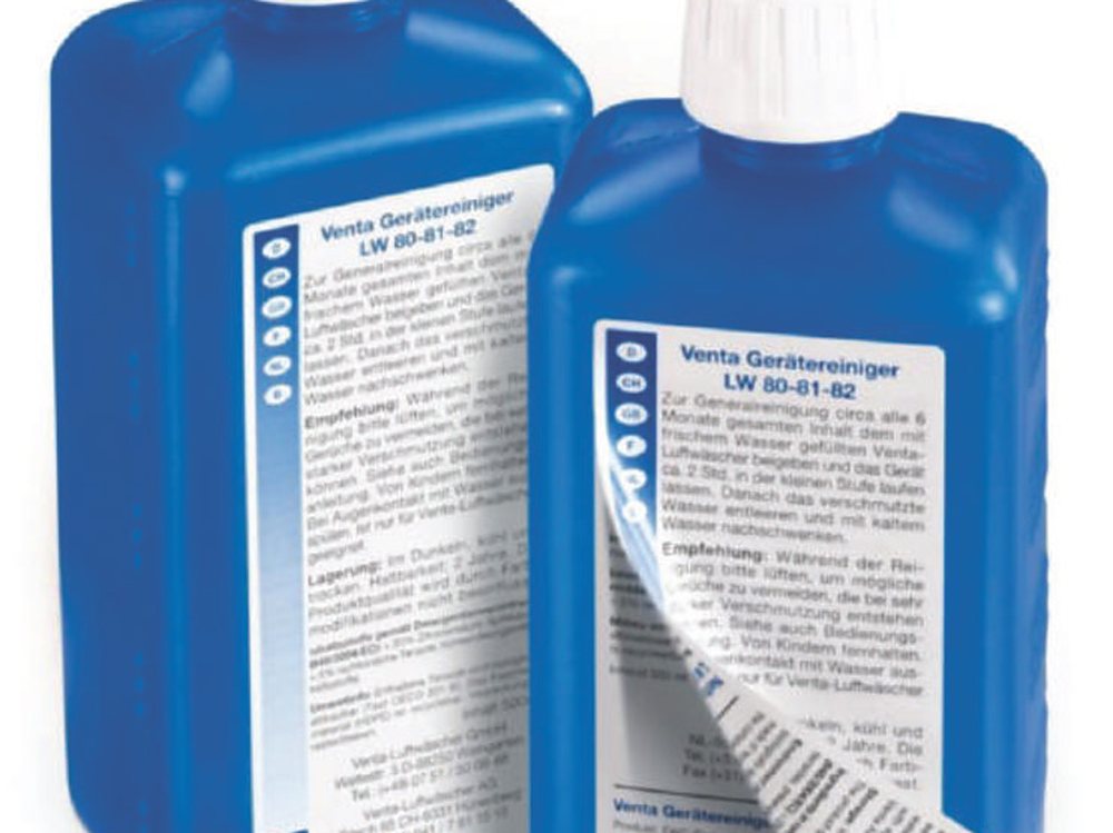 A peel-and-read label opened on a household bottle