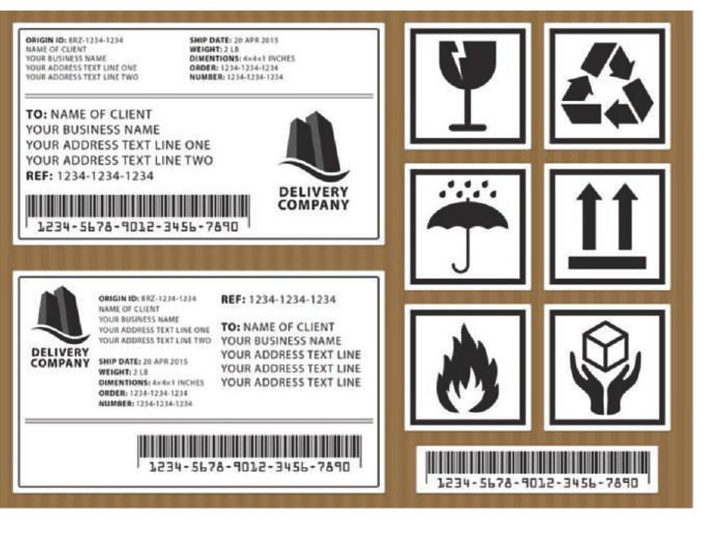 A sealed corrugated carton carrying a printed shipping label