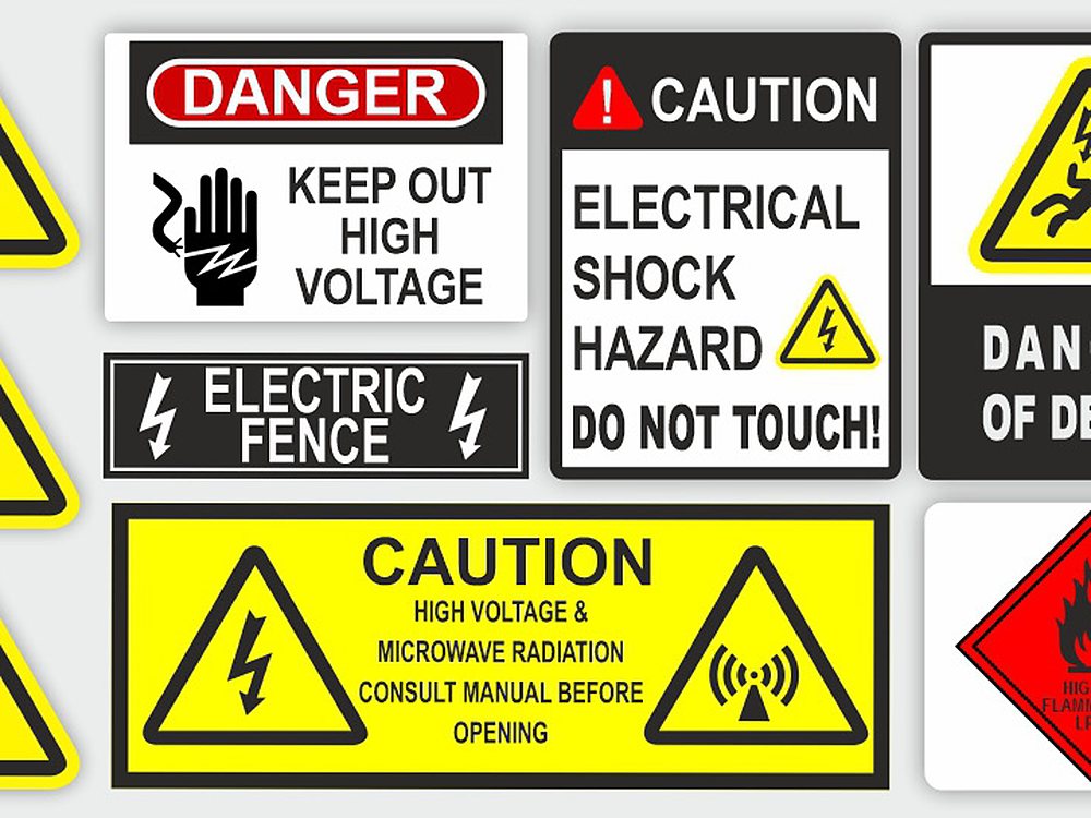 Hazard and warning label set
