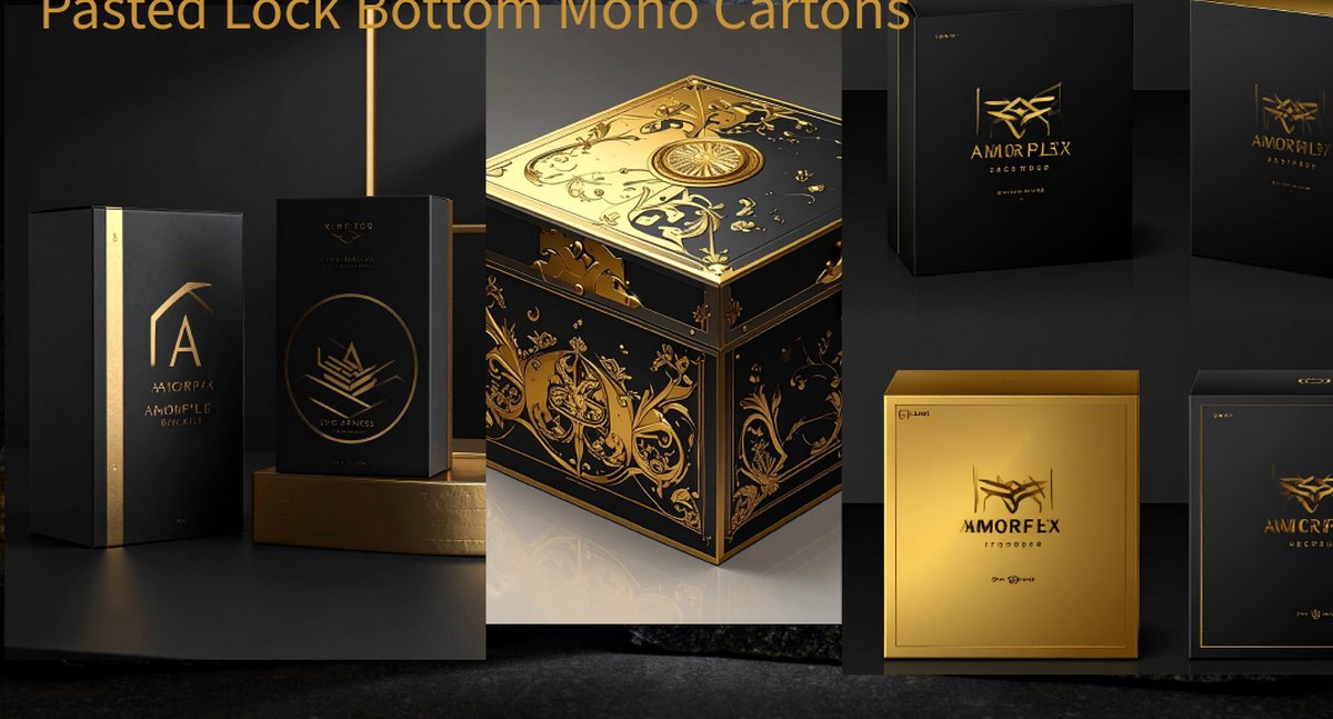 Printed mono cartons with gold foil and embossed detail