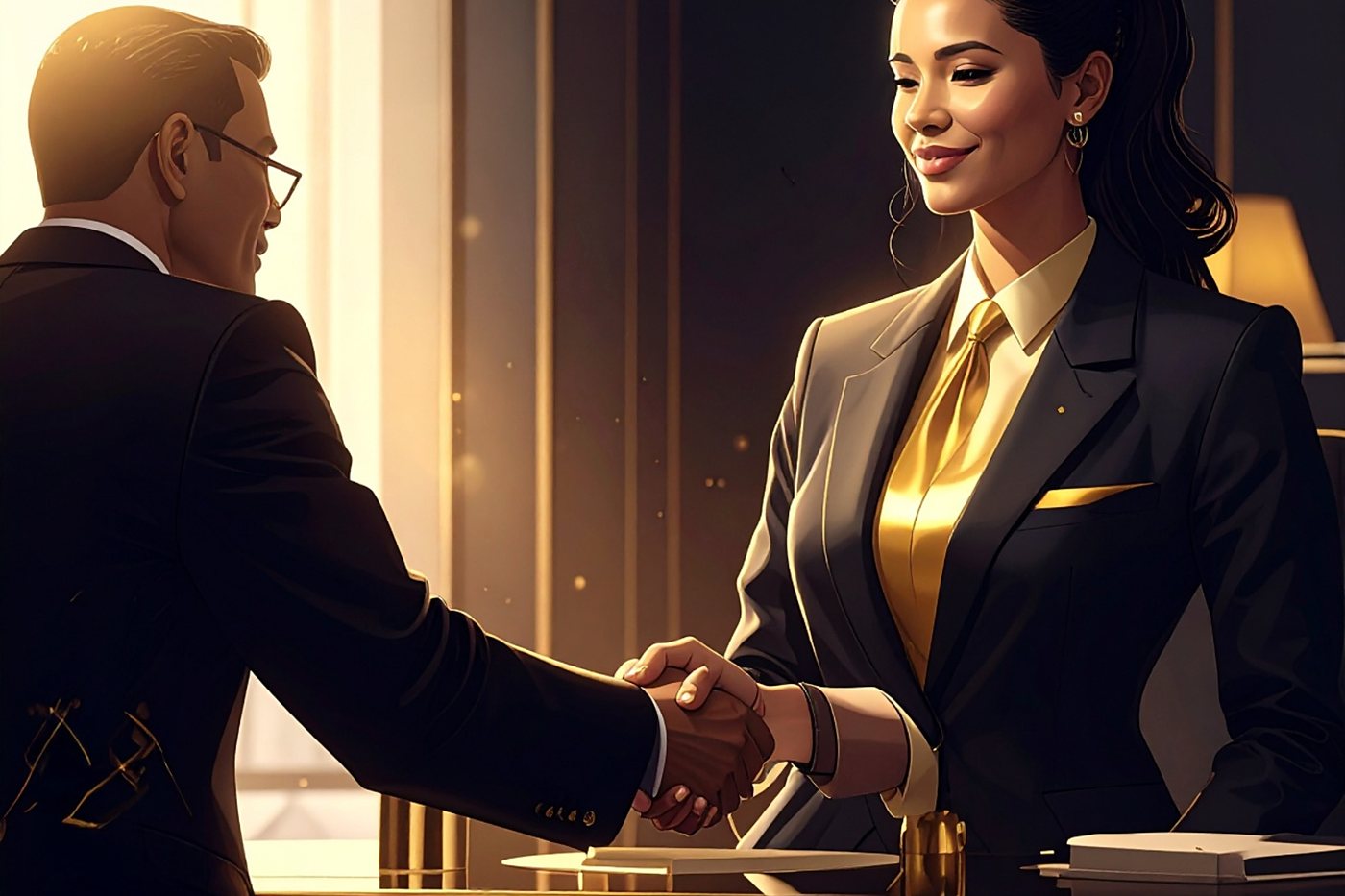 A supplier and a customer shaking hands over an agreement